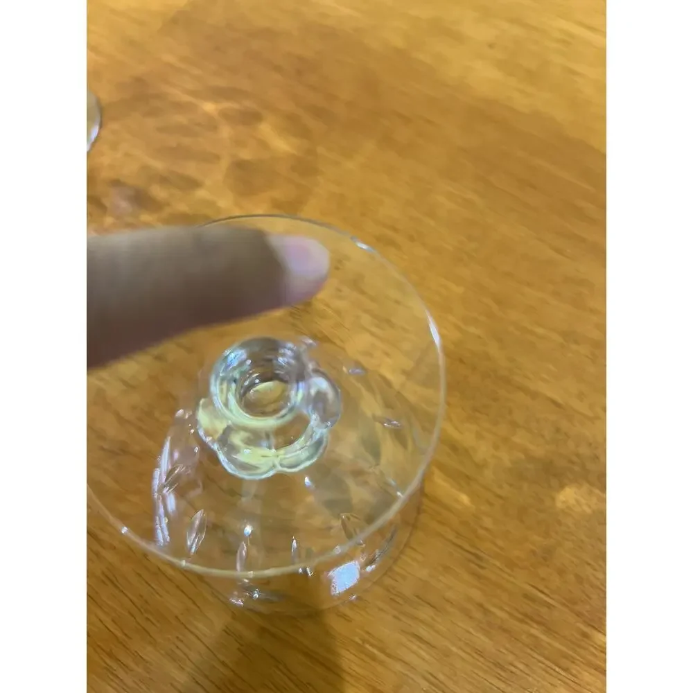 UV Reactive Set of 3 Beautiful Crystal White Wine Glasses Vintage